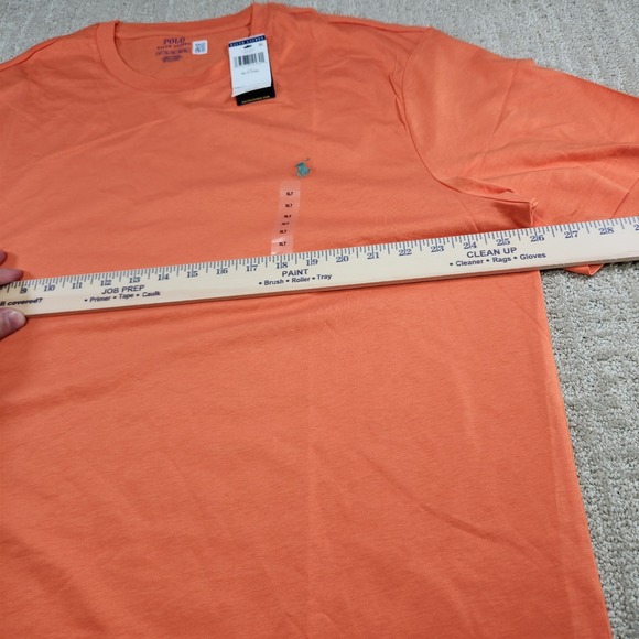 Polo Ralph Lauren Shirt Men XLT NEW Jersey Crewneck T Shirt Orange Green Pony - Picture 5 of 11